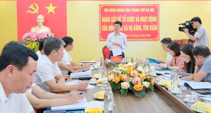 Thường trực HĐND Thành phố khảo sát về tổ chức và hoạt động của HĐND các xã Yên Xuân, Hạ Bằng- Ảnh 2.