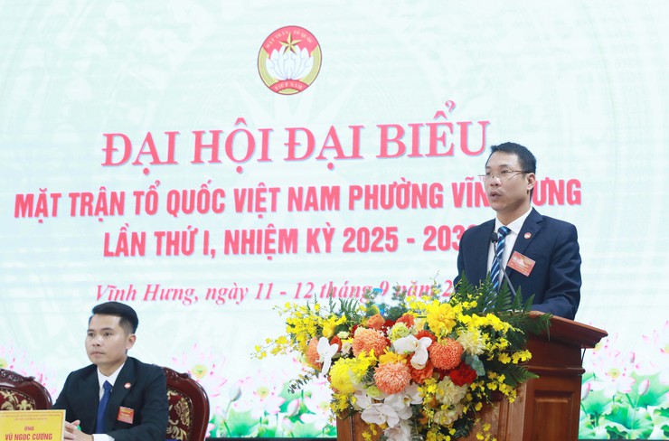 Khai mạc phiên thứ nhất, Đại hội đại biểu MTTQ Việt Nam phường Vĩnh Hưng lần thứ I, nhiệm kỳ 2025-2030- Ảnh 1.