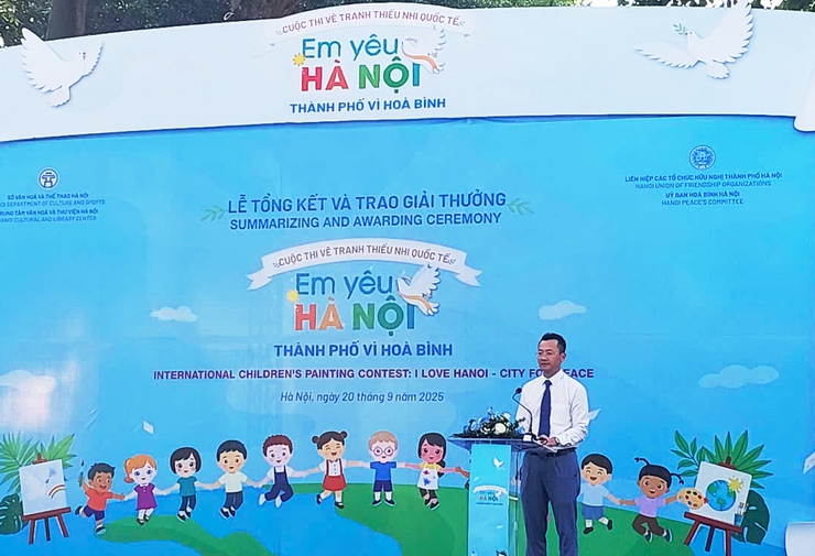 Trao giải cuộc thi vẽ tranh thiếu nhi quốc tế "Em yêu Hà Nội - Thành phố vì hòa bình" năm 2025- Ảnh 3.