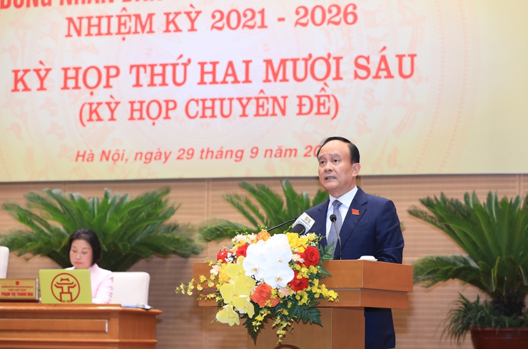 Bế mạc kỳ họp thứ hai mươi sáu HĐND thành phố Hà Nội khóa XVI- Ảnh 1.
