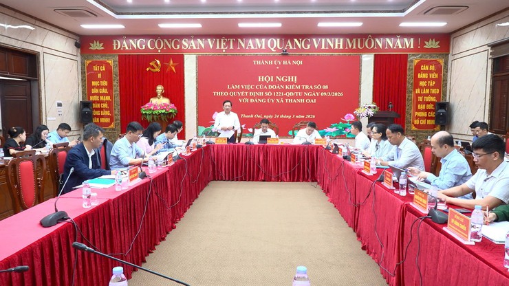 Trưởng Ban Nội chính Thành ủy Trần Đình Cảnh kiểm tra tại Đảng ủy xã Thanh Oai- Ảnh 1.