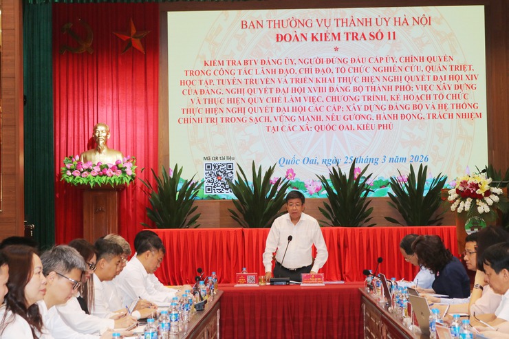 Đoàn kiểm tra số 11 Ban Thường vụ Thành ủy làm việc tại Quốc Oai và Kiều Phú về triển khai nghị quyết của Đảng- Ảnh 9.