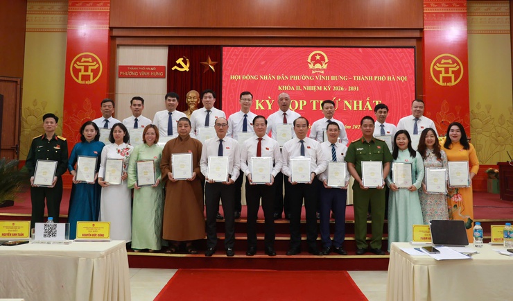 Phường Vĩnh Hưng tổ chức kỳ họp thứ Nhất, HĐND khóa II bầu các chức danh chủ chốt- Ảnh 2.