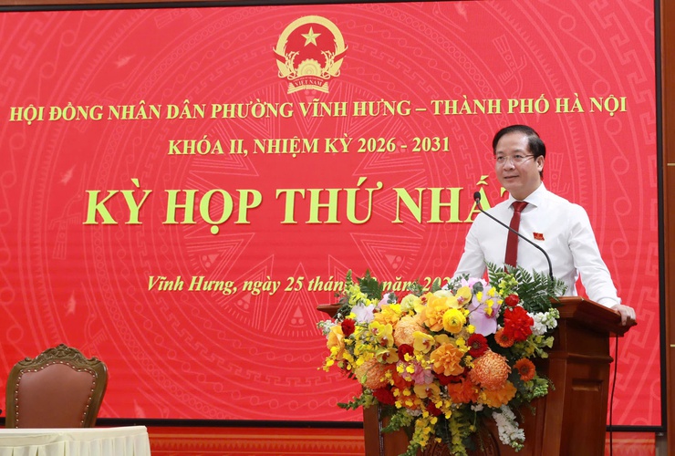 Phường Vĩnh Hưng tổ chức kỳ họp thứ Nhất, HĐND khóa II bầu các chức danh chủ chốt- Ảnh 4.