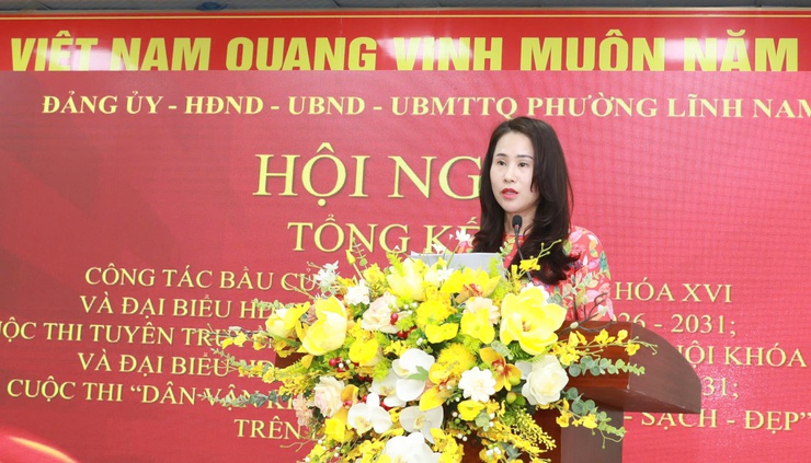 Phường Lĩnh Nam tổng kết công tác bầu cử, khen thưởng cuộc thi Dân vận khéo "Nhà hội họp xanh - sạch - đẹp" năm 2025- Ảnh 2.