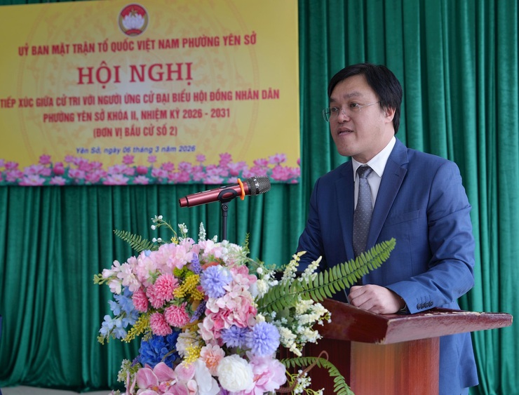 Ứng viên đại biểu HĐND phường Yên Sở tiếp xúc cử tri trình bày Chương trình hành động- Ảnh 1.