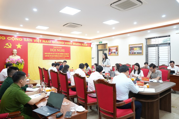 Đoàn Kiểm tra của Ban Thường vụ Thành ủy Hà Nội làm việc với Đảng ủy xã Hạ Bằng- Ảnh 1.