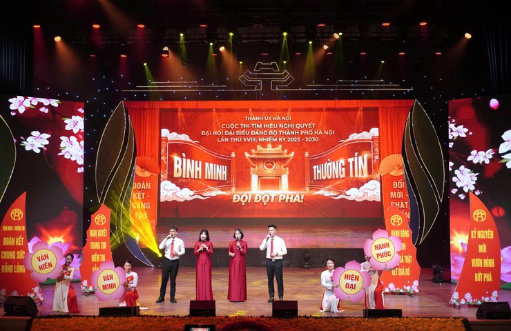 Đổi mới tuyên truyền Nghị quyết Đại hội XVIII: Sôi nổi vòng chung khảo cuộc thi tìm hiểu toàn thành phố Hà Nội- Ảnh 3.