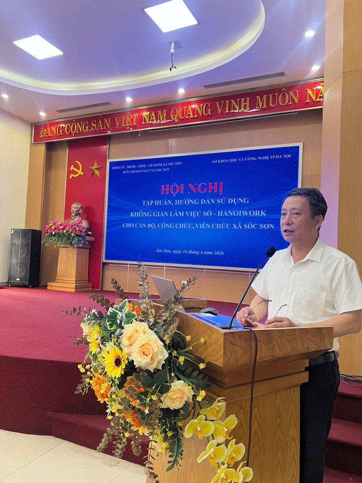 Xã Sóc Sơn tập huấn triển khai không gian làm việc số HanoiWork thúc đẩy chuyển đổi số ở cơ sở- Ảnh 2.