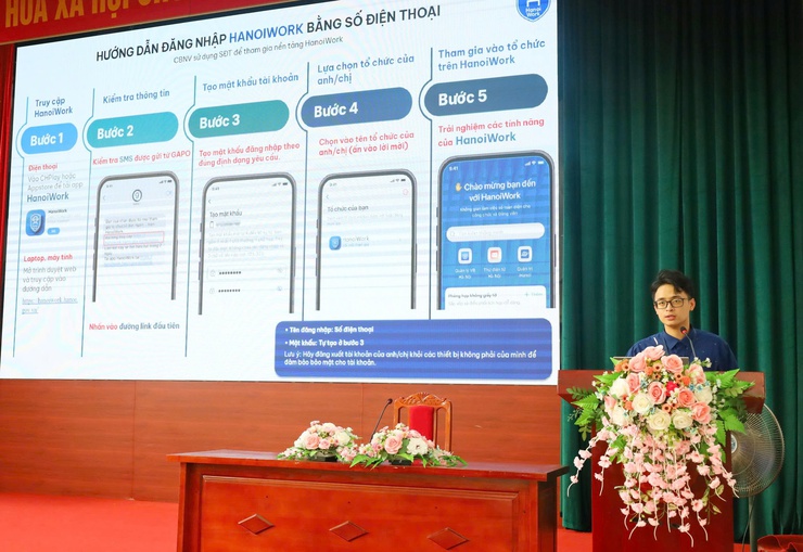 Phường Tùng Thiện tập huấn sử dụng Không gian làm việc số (HanoiWork)- Ảnh 1.