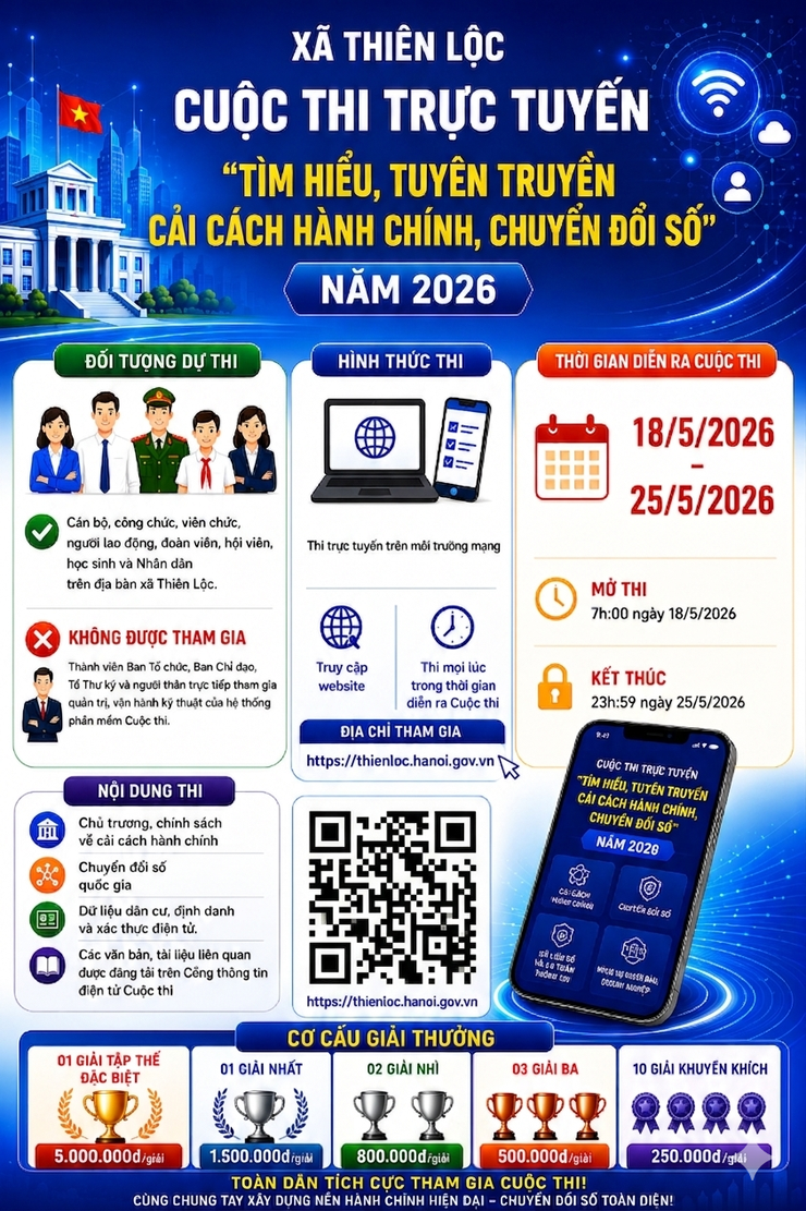 Xã Thiên Lộc phát động Cuộc thi trực tuyến “Tìm hiểu, tuyên truyền cải cách hành chính, chuyển đổi số” năm 2026- Ảnh 1.
