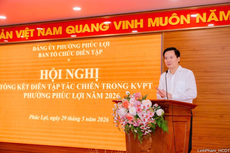 Phường Phúc Lợi tổng kết thành công diễn tập tác chiến trong khu vực phòng thủ năm 2026- Ảnh 3.