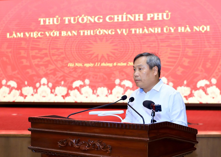 Thủ tướng Chính phủ Lê Minh Hưng làm việc với Ban Thường vụ Thành ủy Hà Nội- Ảnh 4.