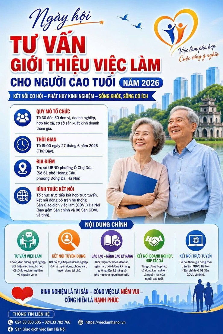 Hà Nội tổ chức Ngày hội tư vấn, giới thiệu việc làm cho người cao tuổi năm 2026- Ảnh 1.