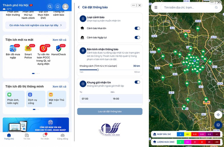 Mini App “Bản đồ Mưa ngập” trên iHanoi: Thêm một “lá chắn số” bảo vệ người dân Thủ đô