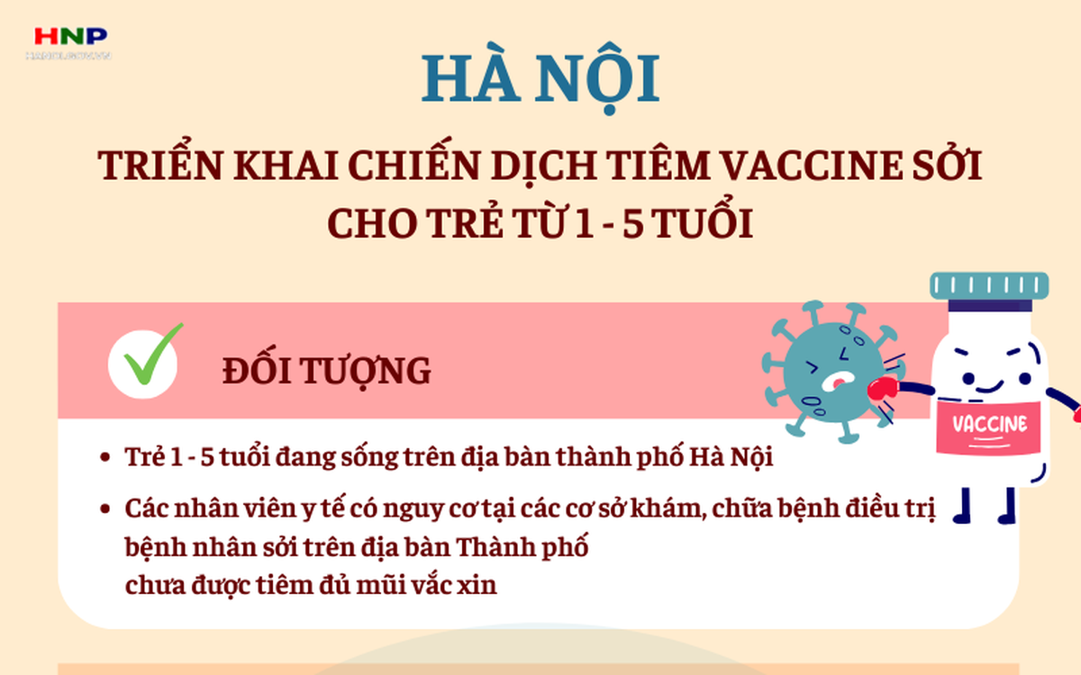 Hà Nội triển khai chiến dịch tiêm vắc xin Sởi cho trẻ 1-5 tuổi