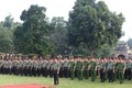Hanoi police hold national flag-raising ceremony at Thang Long Imperial Citadel
