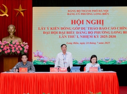 Long Biên lấy ý kiến đóng góp vào dự thảo Báo cáo chính trị Đại hội Đảng bộ phường nhiệm kỳ 2025 - 2030