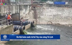 Hà Nội bơm nước từ hồ Tây vào sông Tô Lịch