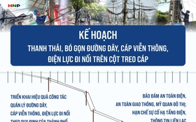 Thanh thải, bó gọn đường dây, cáp viễn thông, điện lực đi nổi trên cột treo cáp trên địa bàn Thành phố