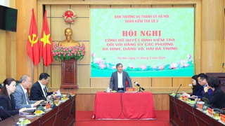 Hà Nội: Công bố Quyết định kiểm tra đối với Đảng ủy các phường Ba Đình, Giảng Võ, Hai Bà Trưng