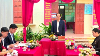 Trưởng ban Tuyên giáo và Dân vận Thành ủy Nguyễn Doãn Toản kiểm tra công tác bầu cử tại Sơn Đồng, Dương Hòa, Đại Mỗ