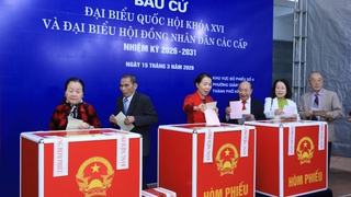 Hà Nội: Cử tri phường Giảng Võ phấn khởi đi bỏ phiếu thực hiện quyền và nghĩa vụ công dân