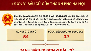 11 đơn vị bầu cử của thành phố Hà Nội