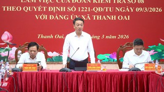 Trưởng Ban Nội chính Thành ủy Trần Đình Cảnh kiểm tra tại Đảng ủy xã Thanh Oai