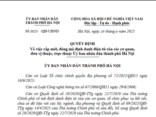 Thành phố Hà Nội khẩn trương ban hành mã định danh điện tử của các cơ quan sẵn sàng cho các HTTT hoạt động thông suốt khi triển khai chính quyền 2 cấp