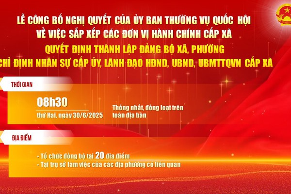 Lễ công bố các Nghị quyết và Quyết định về việc triển khai tổ chức đơn vị hành chính cấp xã