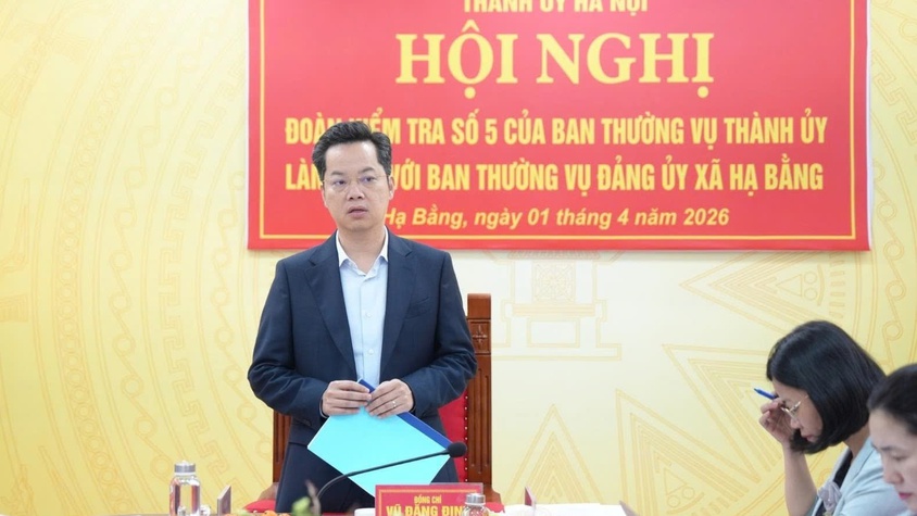Đoàn Kiểm tra của Ban Thường vụ Thành ủy Hà Nội làm việc với Đảng ủy xã Hạ Bằng