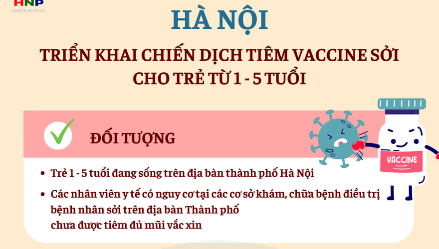 Hà Nội triển khai chiến dịch tiêm vắc xin Sởi cho trẻ 1-5 tuổi